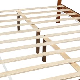 Pine Wood Queen Size Bed with Adjustable Height Headboard