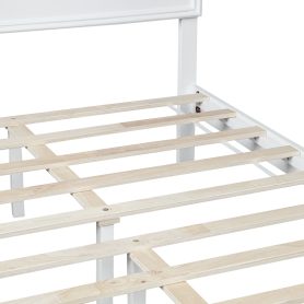 Pine Wood Full Size Bed with Adjustable Height Headboard