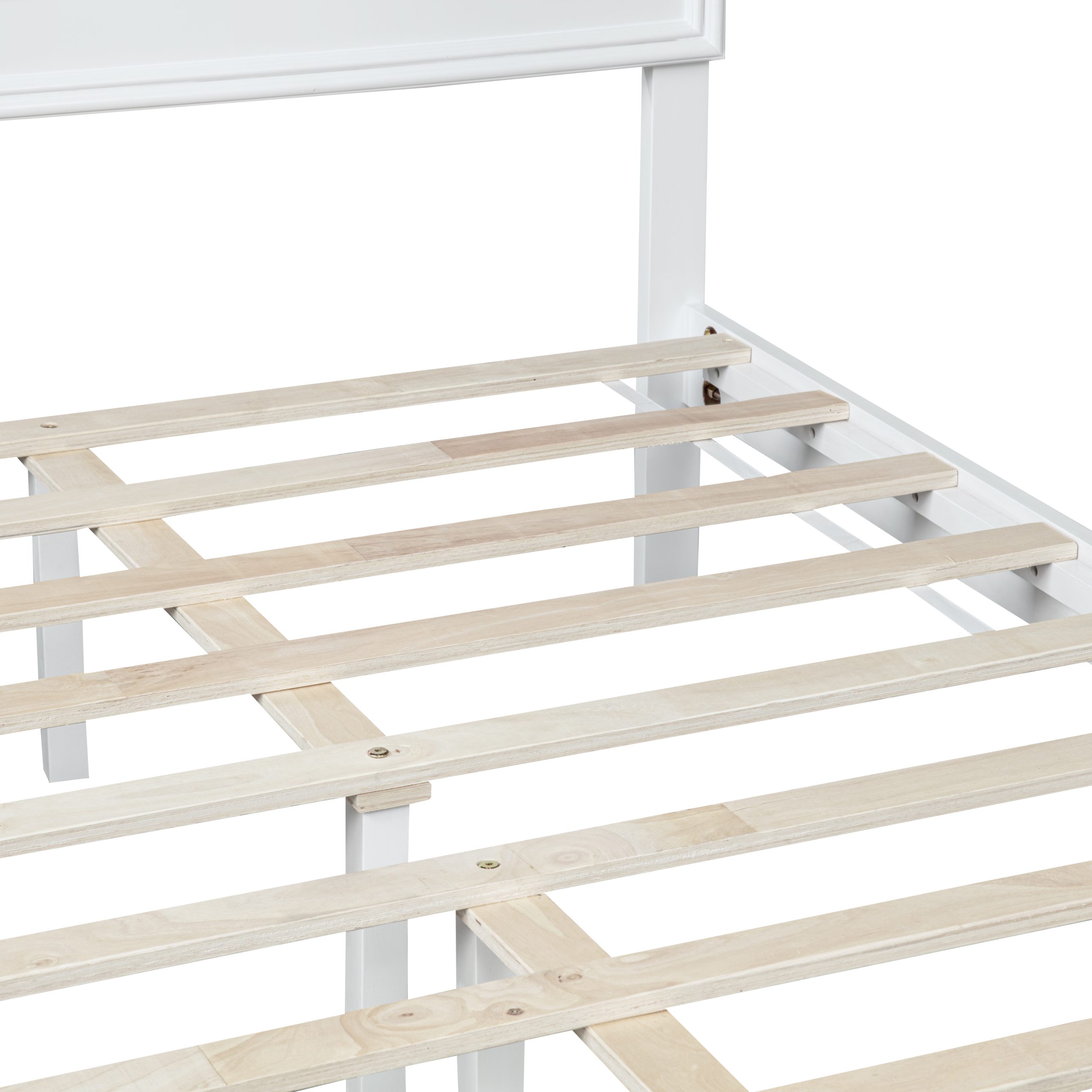 Pine Wood Full Size Bed with Adjustable Height Headboard