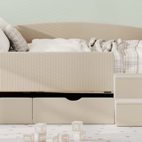 Full Size Upholstered Daybed Frame with 2 Storage Drawers