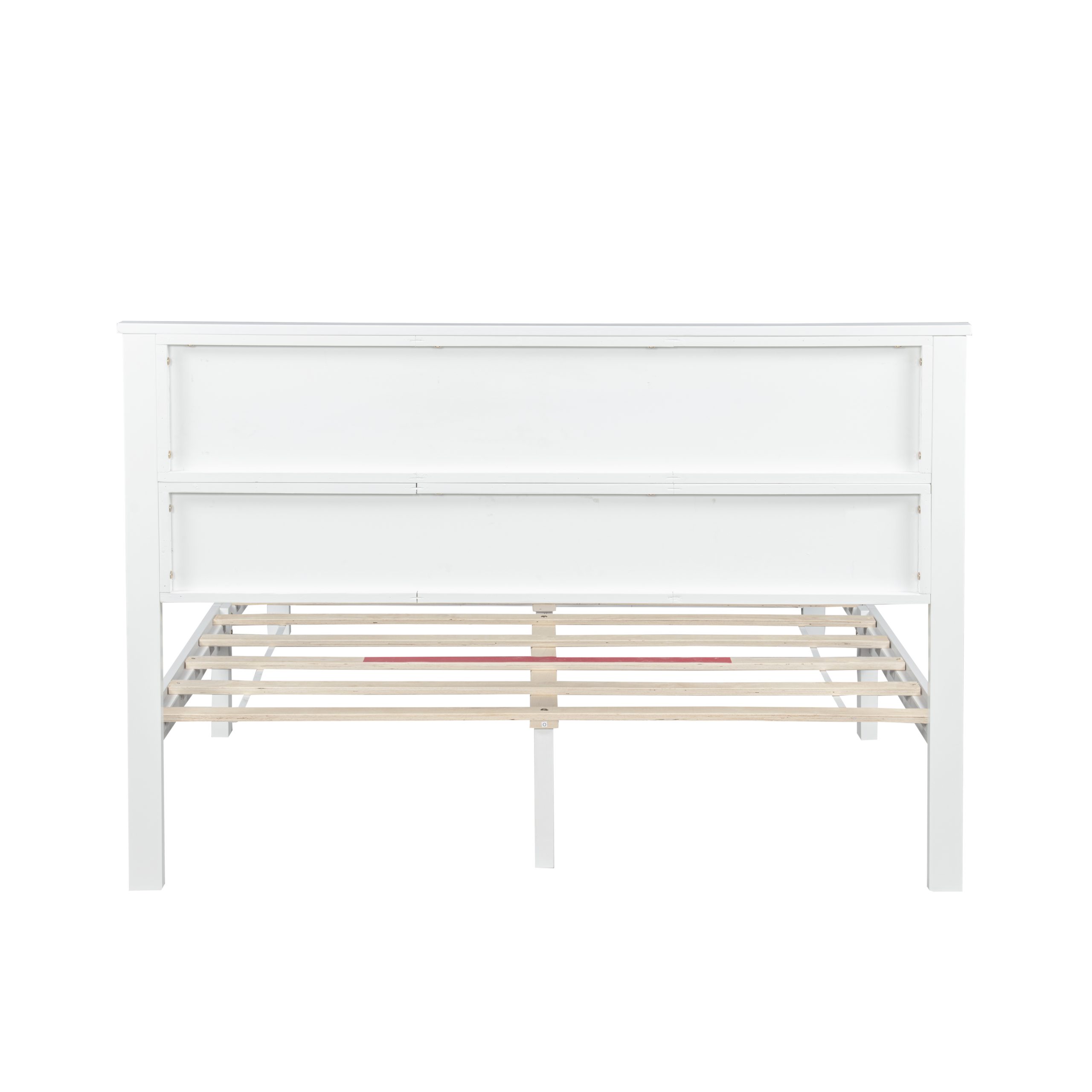 Farmhouse Style Queen Size Bed with Barn Door Designed Headboard and Footboard
