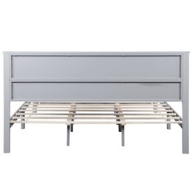 Farmhouse Style King Size Bed with Barn Door Designed Headboard and Footboard