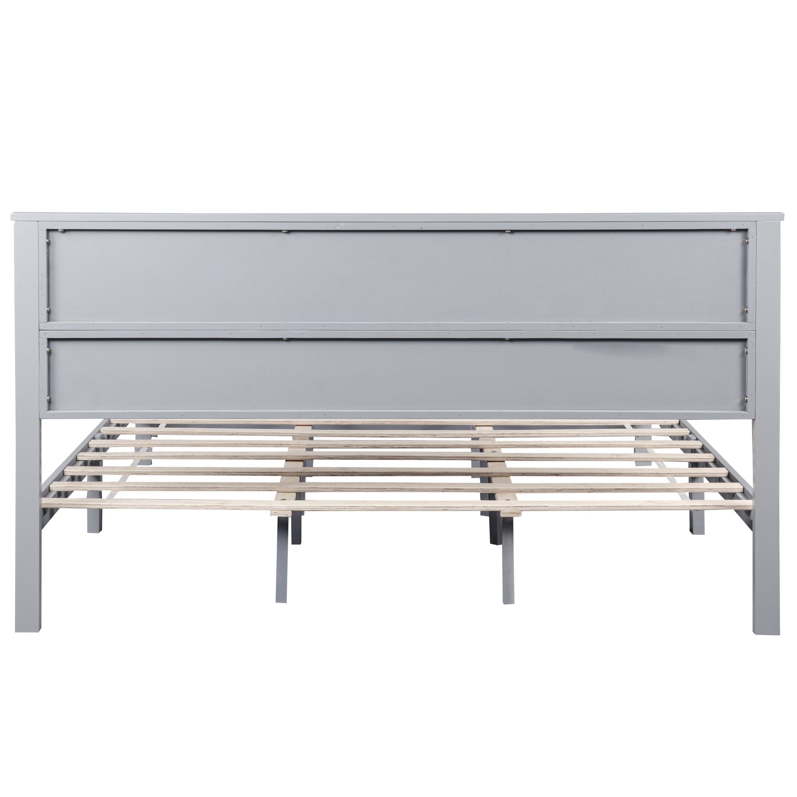 Farmhouse Style King Size Bed with Barn Door Designed Headboard and Footboard