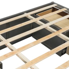 King Bed Frame With Storage Drawers, No Headboard Platform Bed