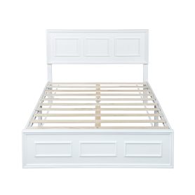 Pine Wood Full Size Bed with Adjustable Height Headboard