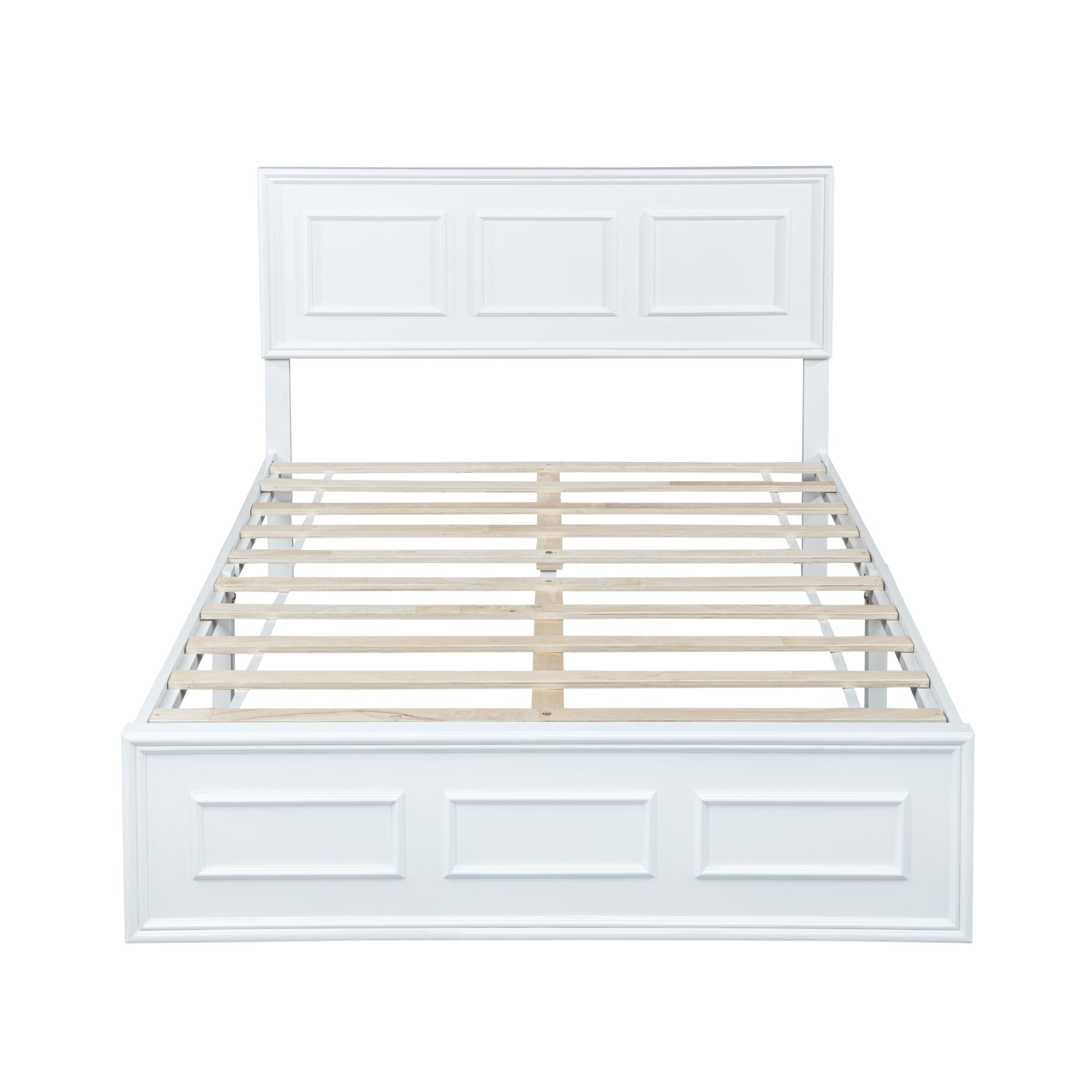Pine Wood Full Size Bed with Adjustable Height Headboard