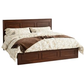 Pine Wood Queen Size Bed with Adjustable Height Headboard