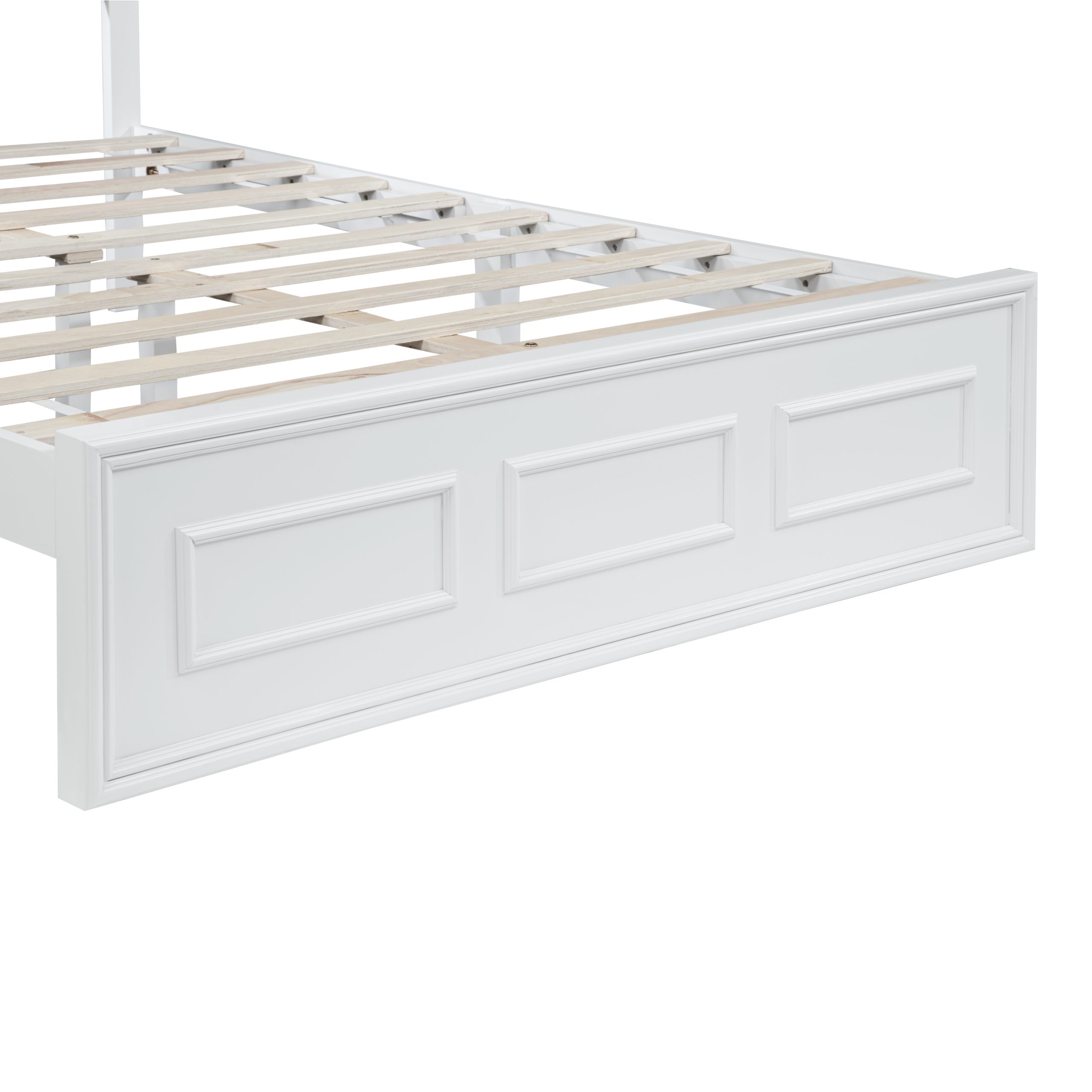 Pine Wood Full Size Bed with Adjustable Height Headboard