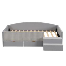 Twin Size Upholstered Daybed Frame With 2 Storage Drawers