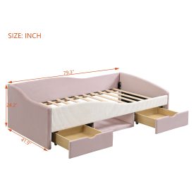 Twin Upholstered Daybed Frame With 2 Storage Drawers