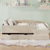 Full Size Upholstered Daybed Frame with 2 Storage Drawers