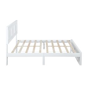 Pine Wood Full Size Bed with Adjustable Height Headboard