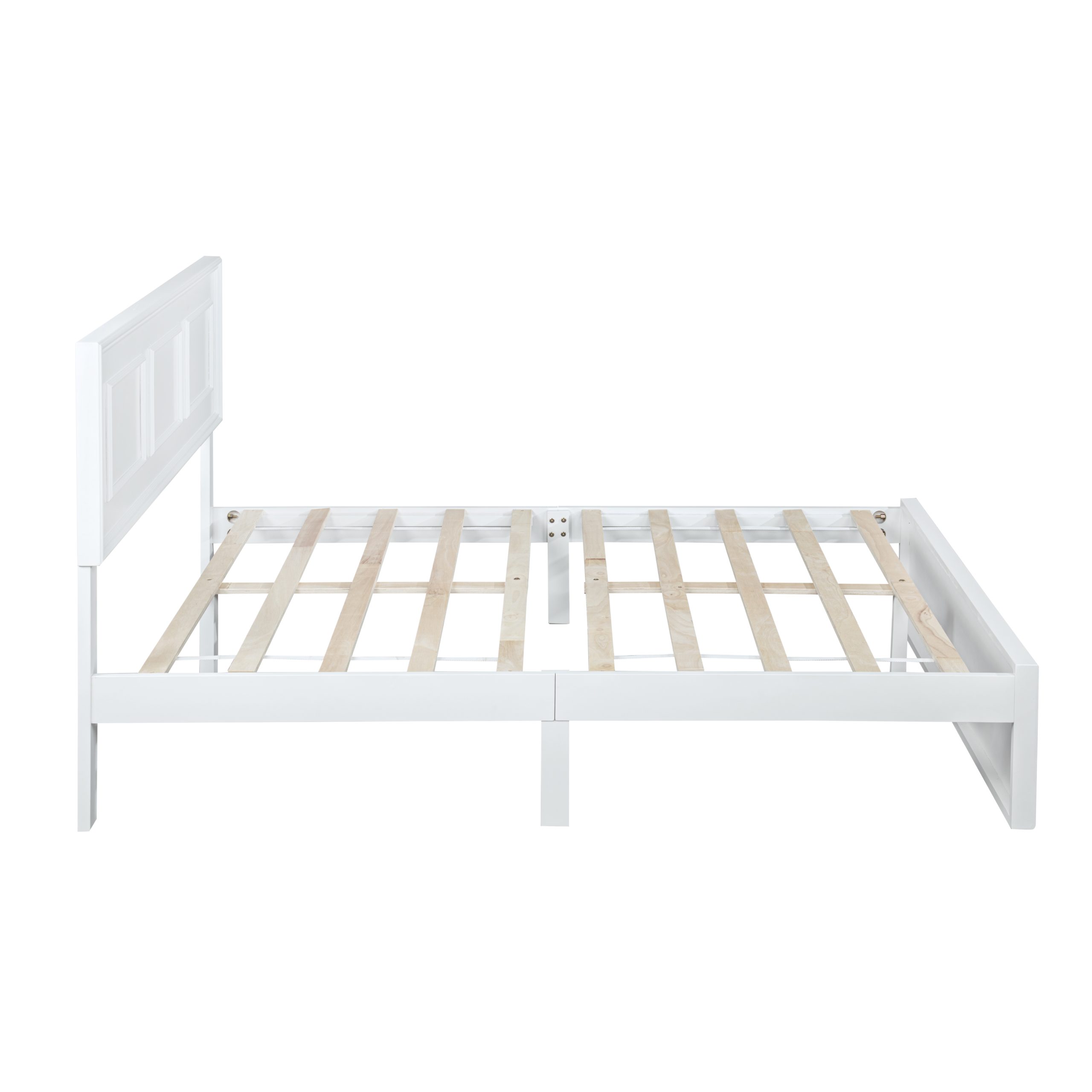 Pine Wood Full Size Bed with Adjustable Height Headboard