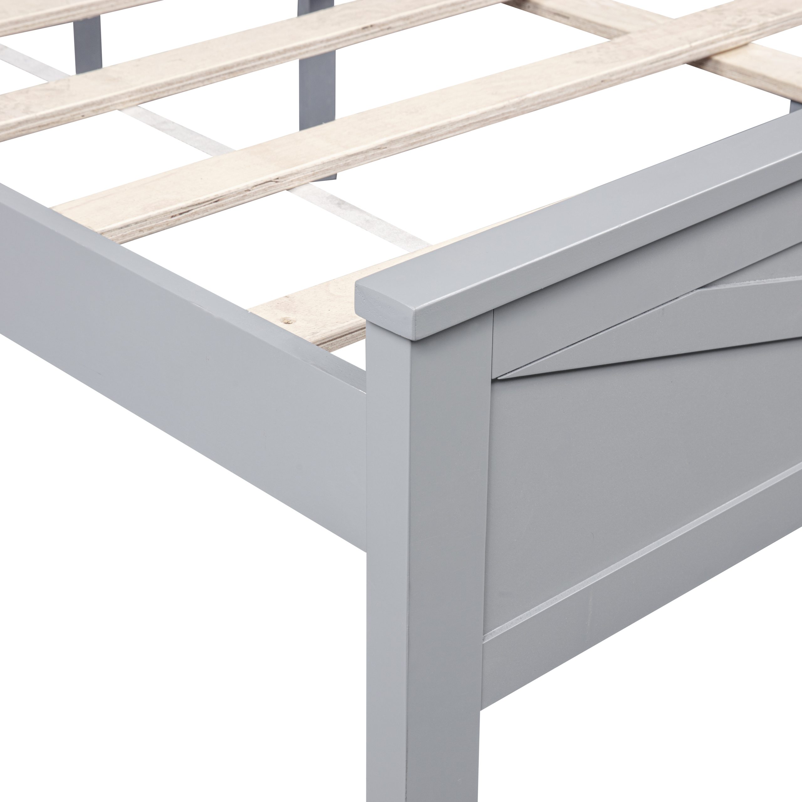 Farmhouse Style King Size Bed with Barn Door Designed Headboard and Footboard