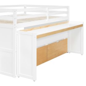 Full XL Loft Bed with Pull-Out Desk and Twin Trundle