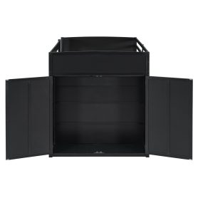 Wood Full Size Loft Bed with Desk, Multi-Storage Shelves and RGB Light