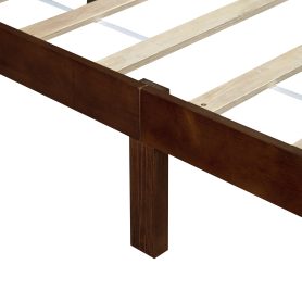 Pine Wood Queen Size Bed with Adjustable Height Headboard