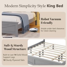 Farmhouse Style King Size Bed with Barn Door Designed Headboard and Footboard