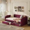 Twin Size Velvet Upholstered Daybed with 2 Drawers