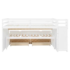Full XL Loft Bed with Pull-Out Desk and Twin Trundle