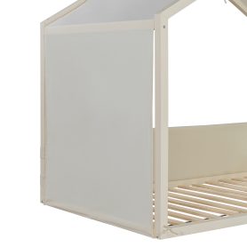 Twin Size Canopy Bed with Upholstered Velvet Side Panels