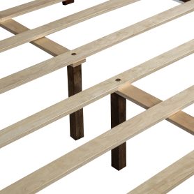 Pine Wood Queen Size Bed with Adjustable Height Headboard