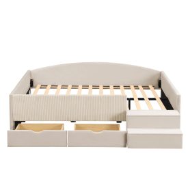 Full Size Upholstered Daybed Frame with 2 Storage Drawers
