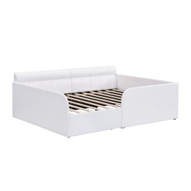 Full Size Boucl Fabric Daybed Frame With Storage Drawer