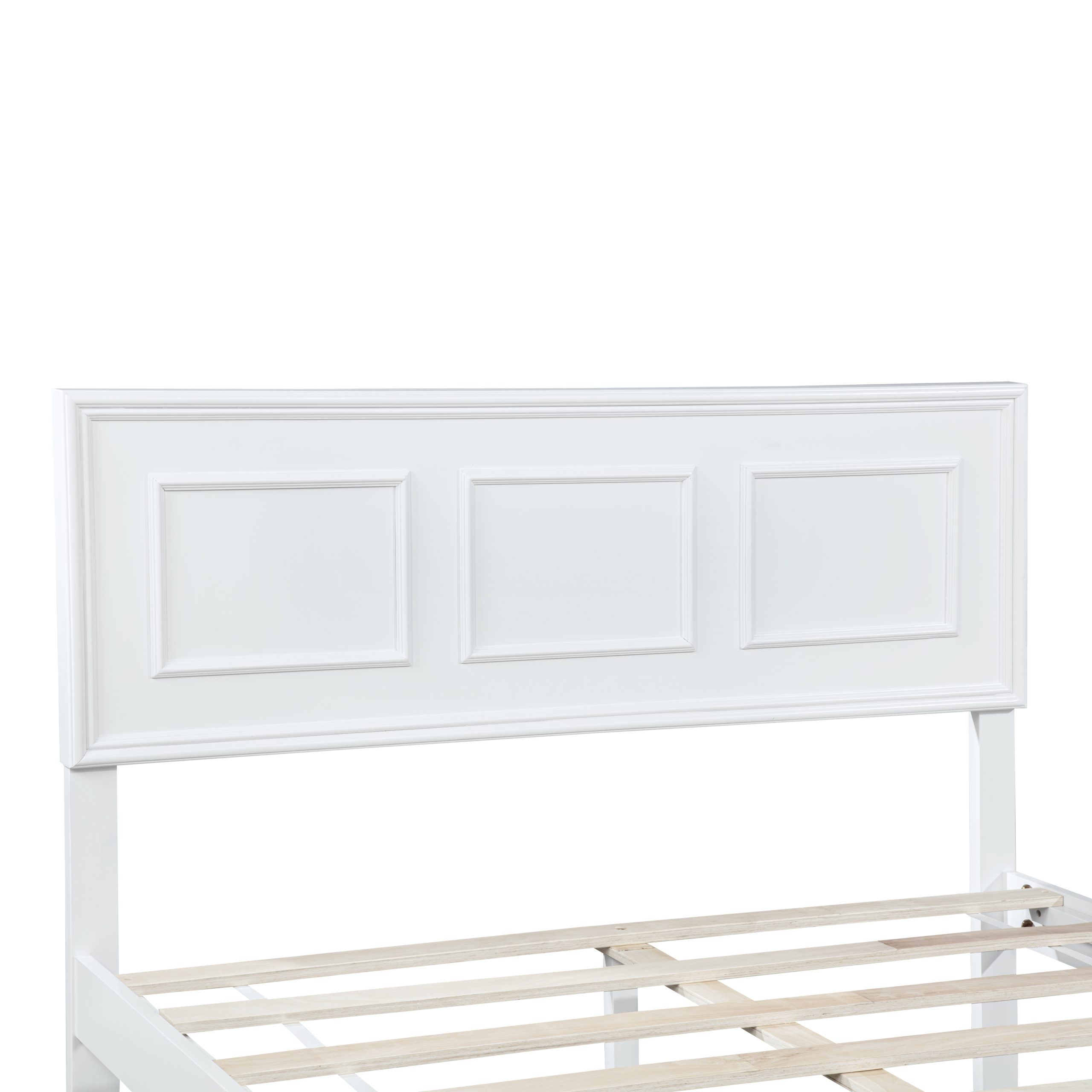Pine Wood Full Size Bed with Adjustable Height Headboard
