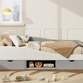 Full Upholstered Daybed Frame With 2 Storage Drawers