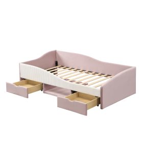 Twin Upholstered Daybed Frame With 2 Storage Drawers