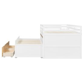 Full XL Loft Bed with Pull-Out Desk and Twin Trundle