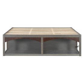 King Bed Frame With Storage Drawers, No Headboard Platform Bed