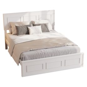 Pine Wood Full Size Bed with Adjustable Height Headboard