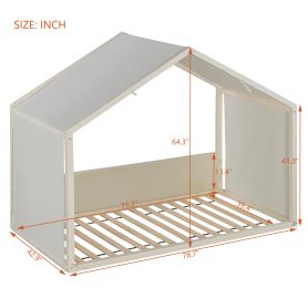 Twin Size Canopy Bed with Upholstered Velvet Side Panels