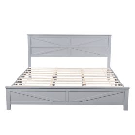 Farmhouse Style King Size Bed with Barn Door Designed Headboard and Footboard