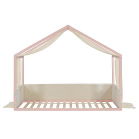 Twin Size Canopy Bed With Breathable Gauze Canopy
