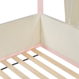 Twin Size Canopy Bed With Breathable Gauze Canopy