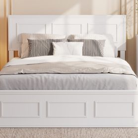 Pine Wood Full Size Bed with Adjustable Height Headboard