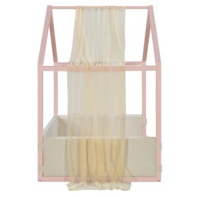 Twin Size Canopy Bed With Breathable Gauze Canopy