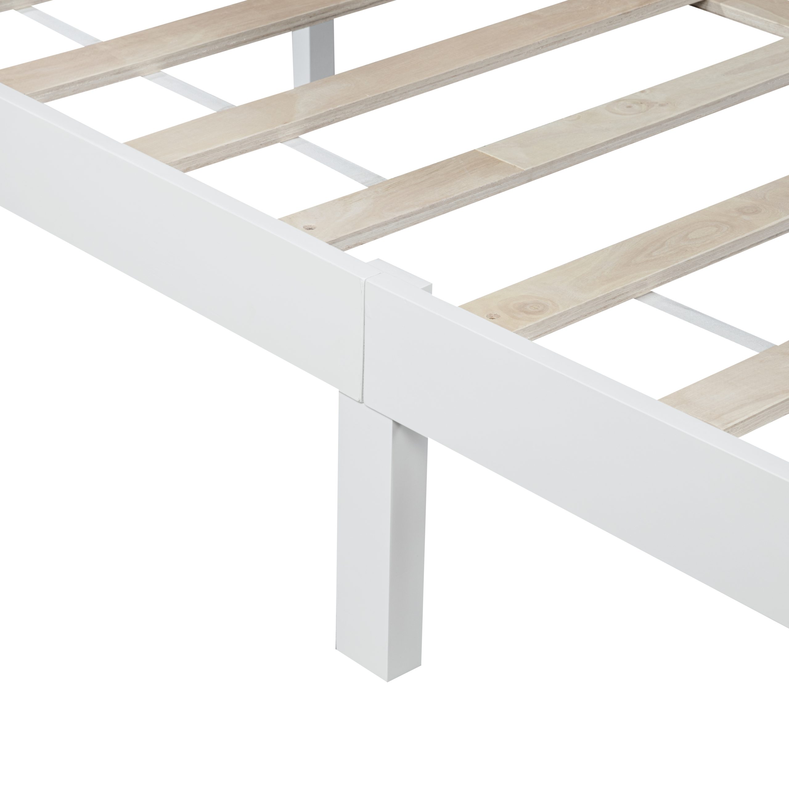 Pine Wood Full Size Bed with Adjustable Height Headboard
