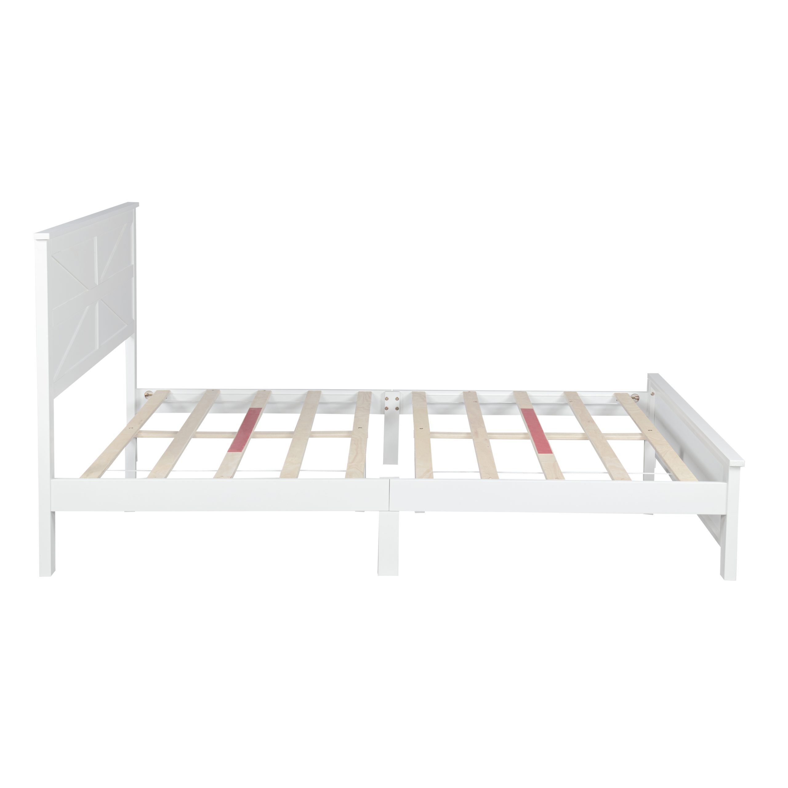 Farmhouse Style Queen Size Bed with Barn Door Designed Headboard and Footboard