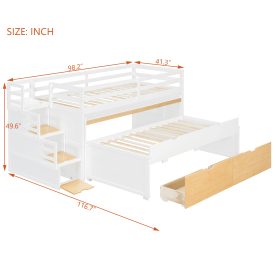 Twin XL Loft Bed with Pull-Out Desk and Twin Trundle