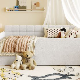 Full Size Boucl Fabric Daybed Frame With Storage Drawer