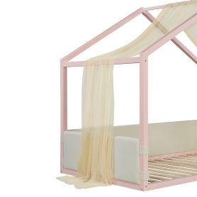 Twin Size Canopy Bed With Breathable Gauze Canopy