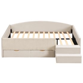 Full Size Upholstered Daybed Frame with 2 Storage Drawers