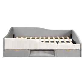 Full Upholstered Daybed Frame With 2 Storage Drawers