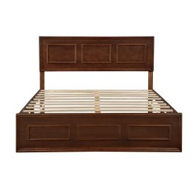 Pine Wood Queen Size Bed with Adjustable Height Headboard