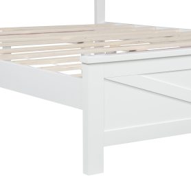 Farmhouse Style Queen Size Bed with Barn Door Designed Headboard and Footboard