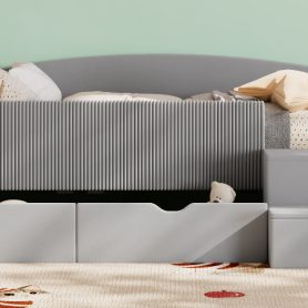 Twin Size Upholstered Daybed Frame With 2 Storage Drawers